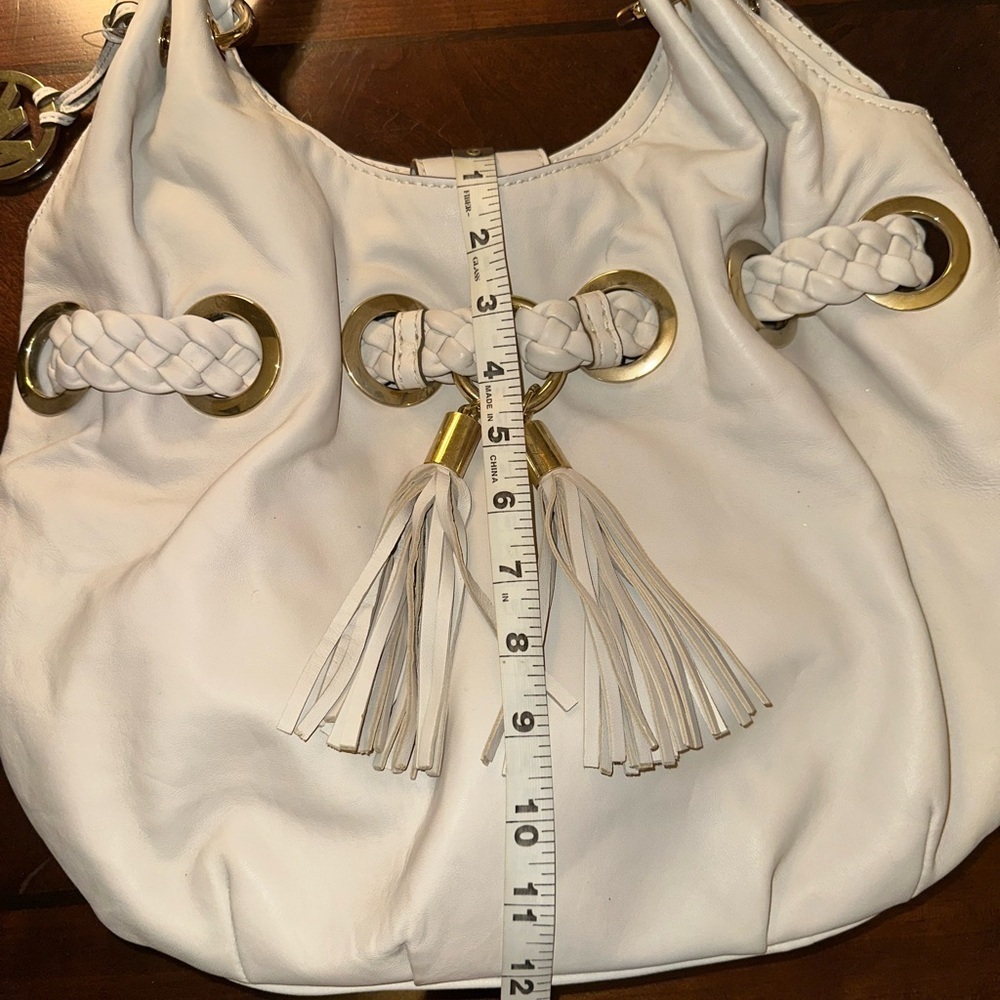 Michael Kors White Leather Hobo Bag With Braided Handle Shoulder Bag - Picture 10 of 17